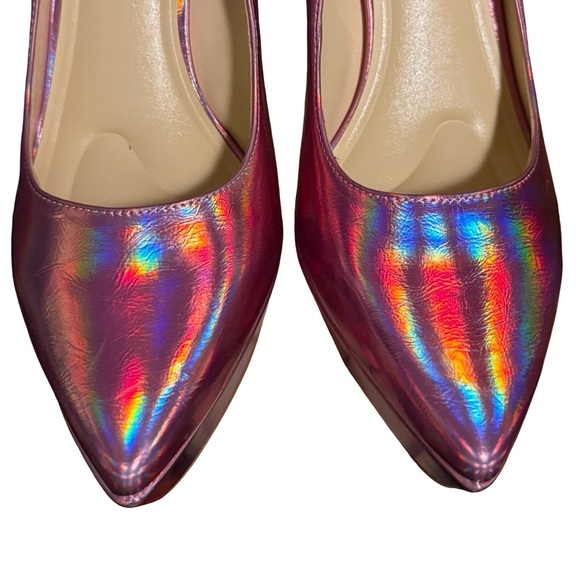 Jessica Simpson NWT Sz 9.5 Stunning Pink Iridescent Platform Stiletto Heels SH77 - Picture 4 of 13